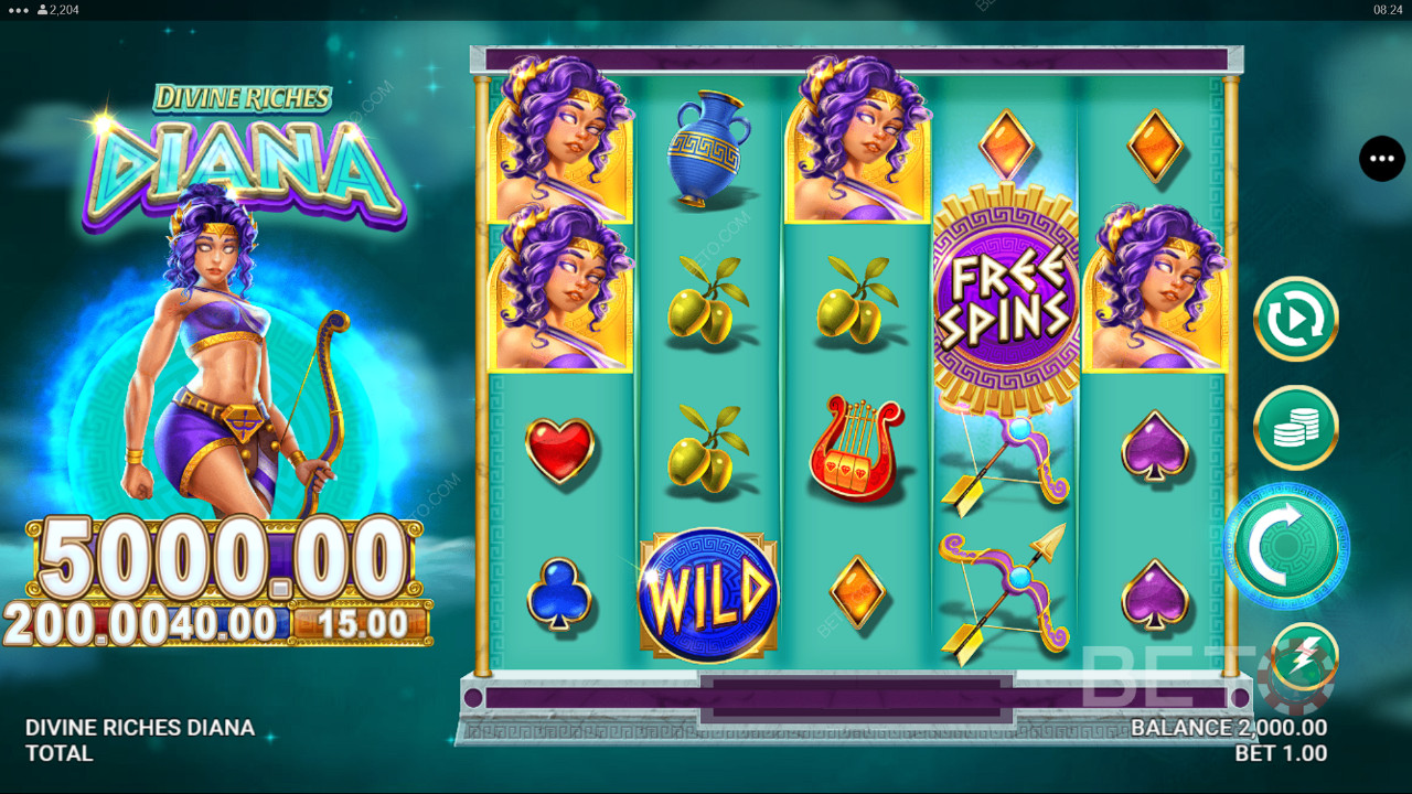Recenzja Divine Riches Diana od BETO Slots