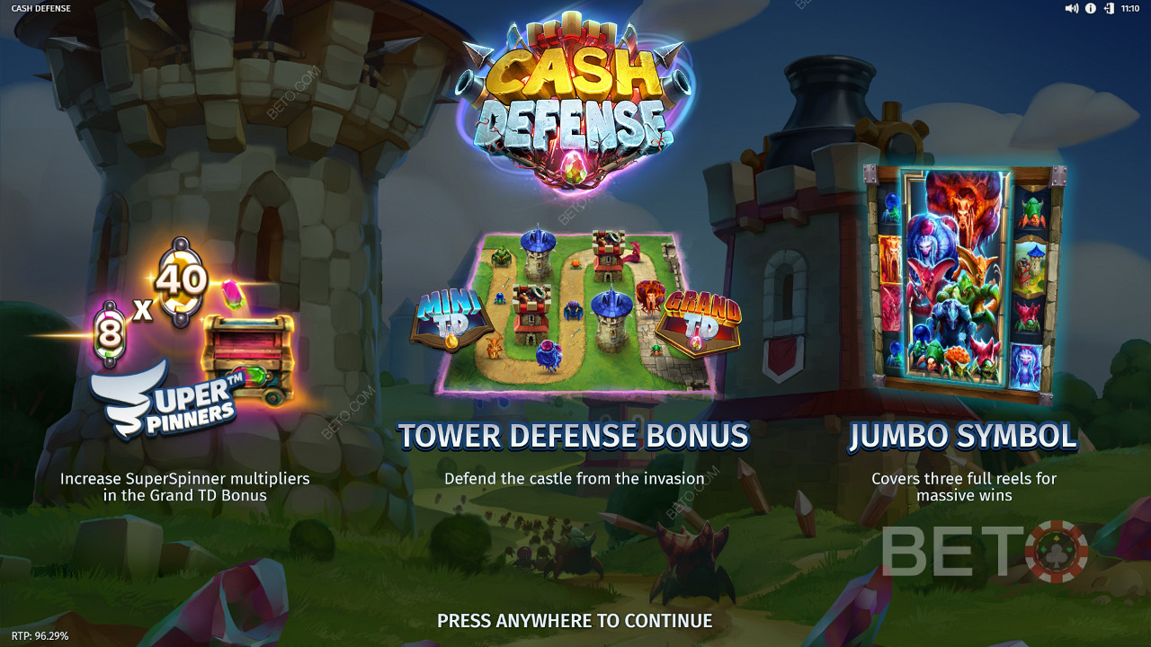 Wygraj 20 000x swój zakład na automacie Cash Defense!
