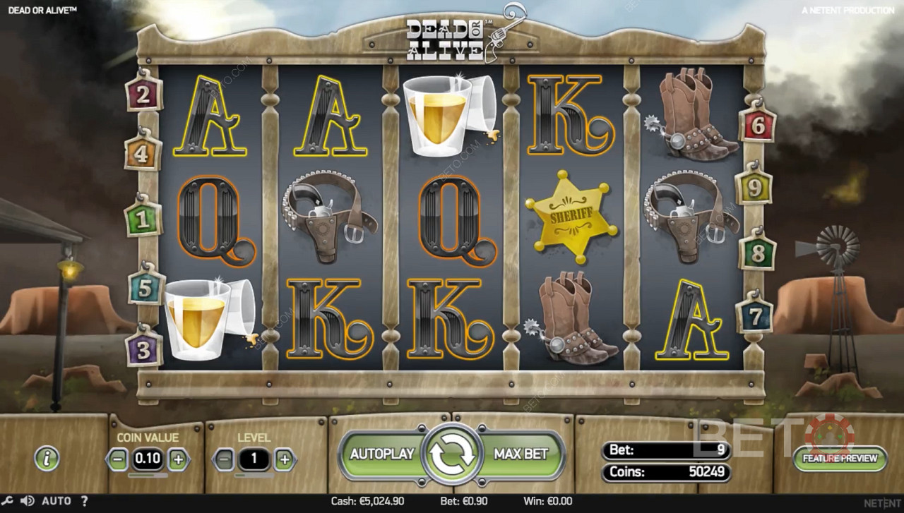 Slot Dead or Alive Online - Symbole wygrywające
