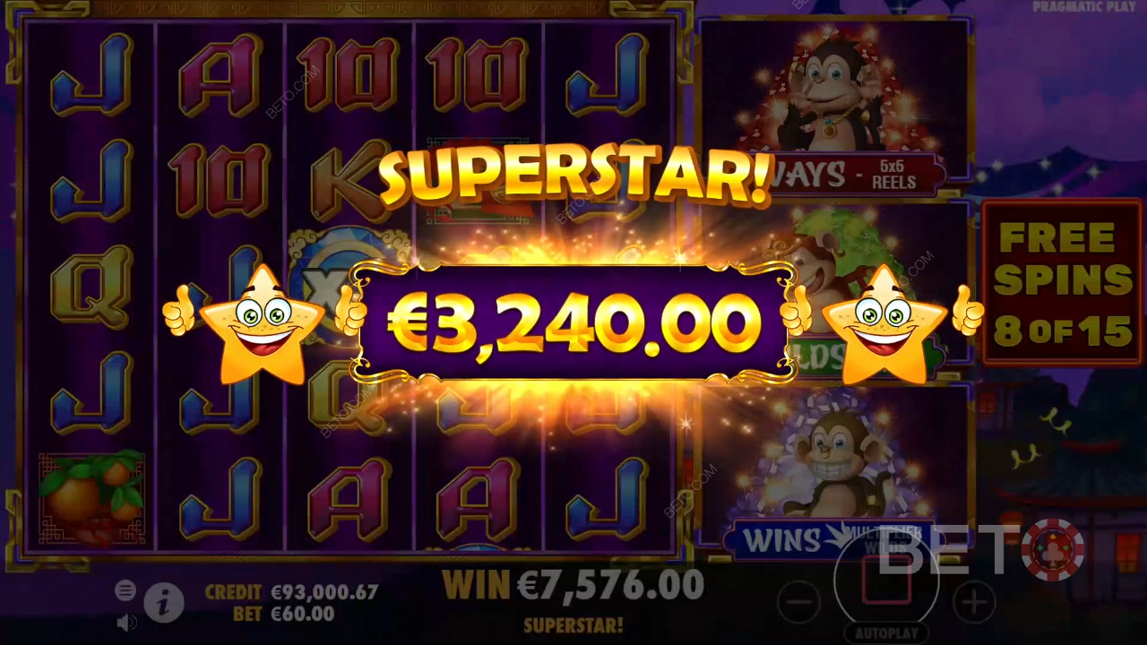 Wygraj 12 077x zakład w slocie online 3 Dancing Monkeys!