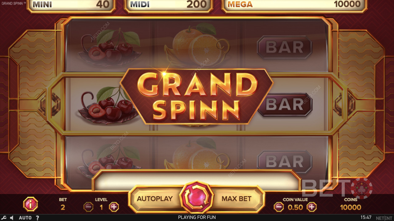 Klasyczny ekran główny Grand Spinn Superpot
