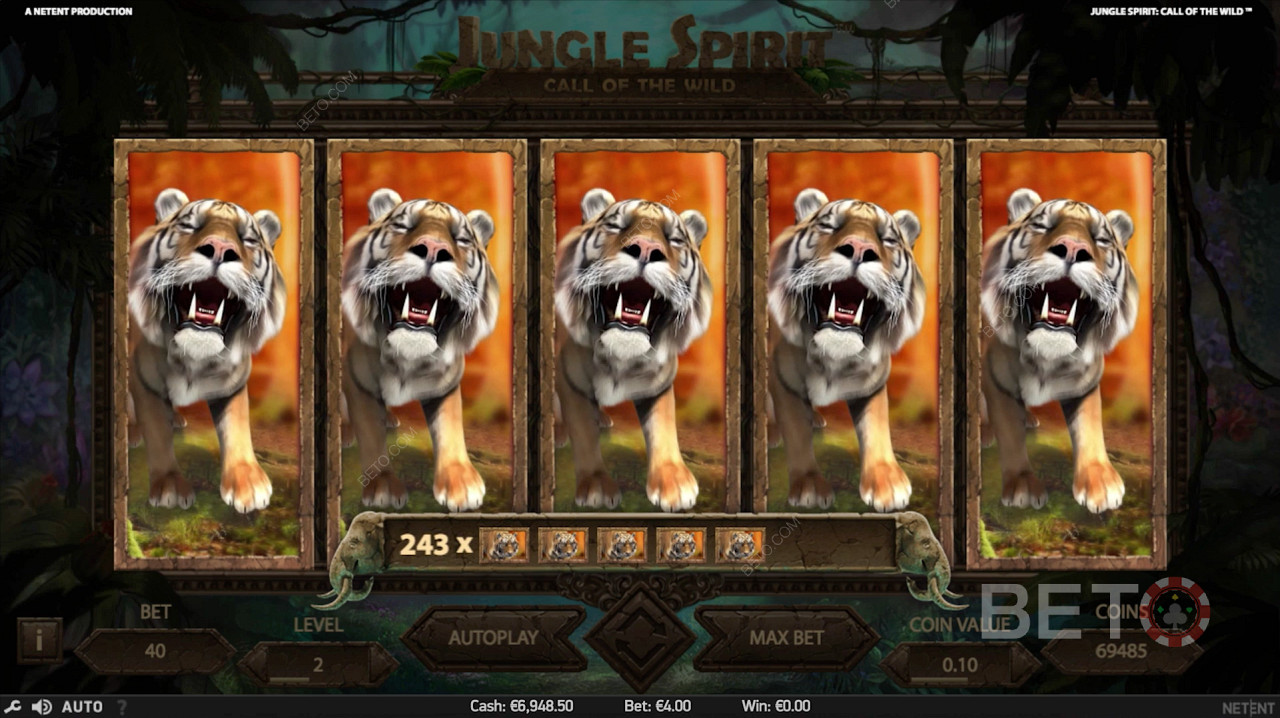 Najwyższa wygrana podczas darmowych spinów w Jungle Spirit: Call of the Wild