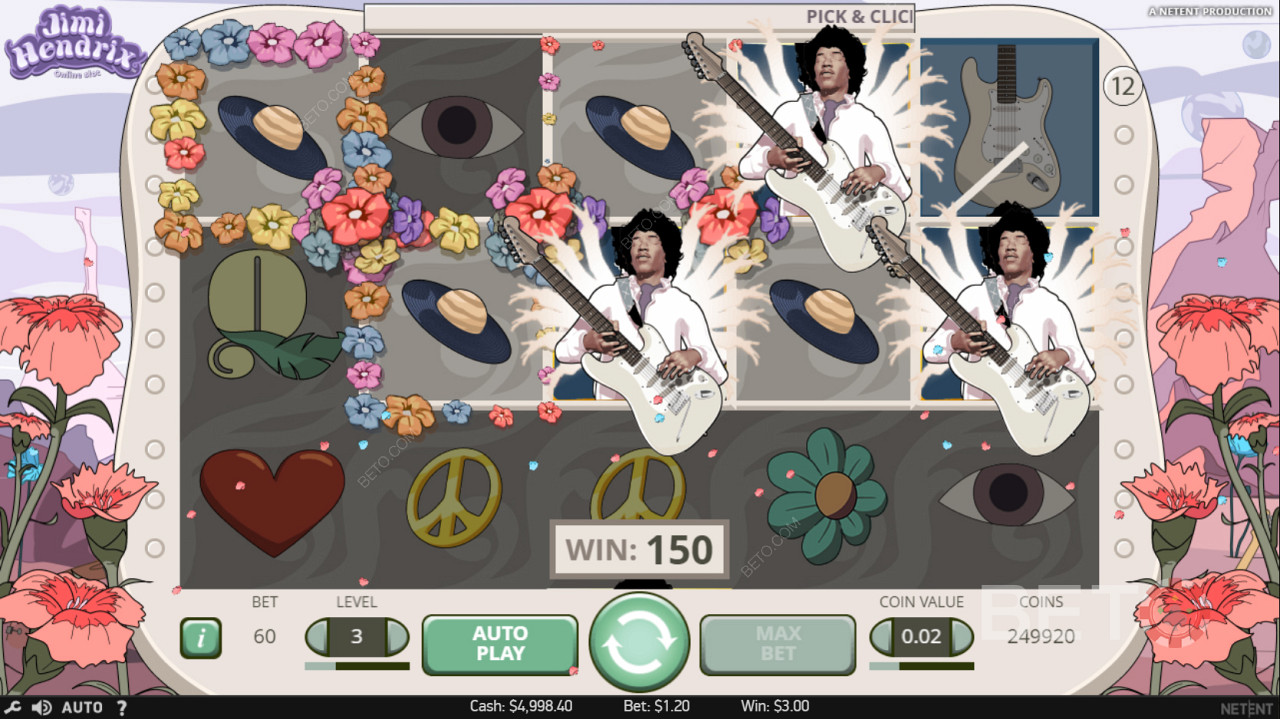 Trzy żetony Jimi Hendrixa na bębnach uruchamiają grę Pick and Click.