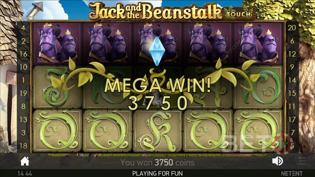 Trafienie lukratywnej Mega Wygranej w Jack and the Beanstalk