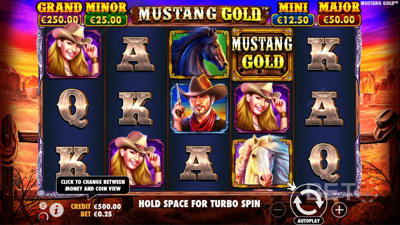 Symbolem Wild jest logo gry w slocie online Mustang Gold.