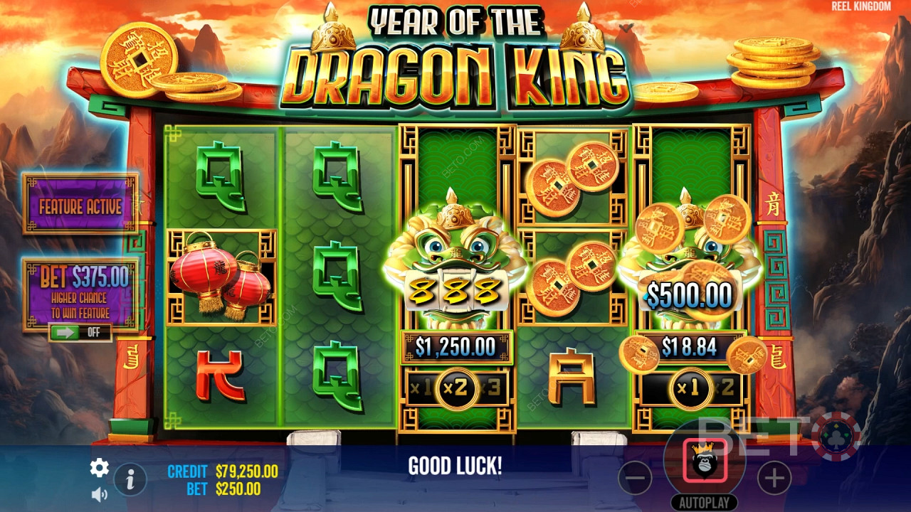 Zobacz, jak obracają się mini automaty do gry na automacie Year of the Dragon King