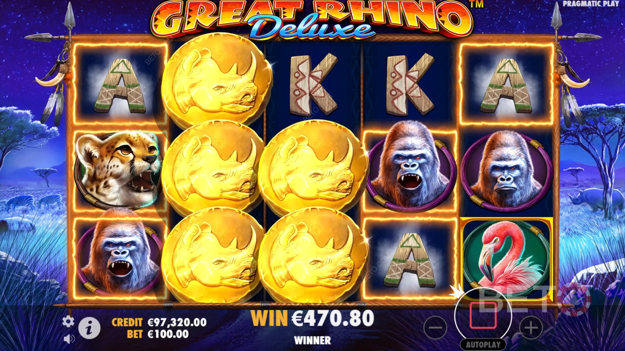 Funkcje bonusowe wyjaśnione w Great Rhino Deluxe przez Pragmatic Play