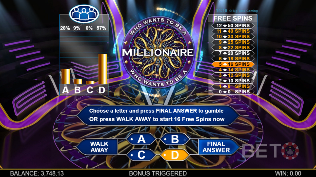Who Wants To Be A Millionaire Megaways - Czas leci, zapytaj widzów lub zadzwoń do przyjaciela, czy chcesz być następnym milionerem!