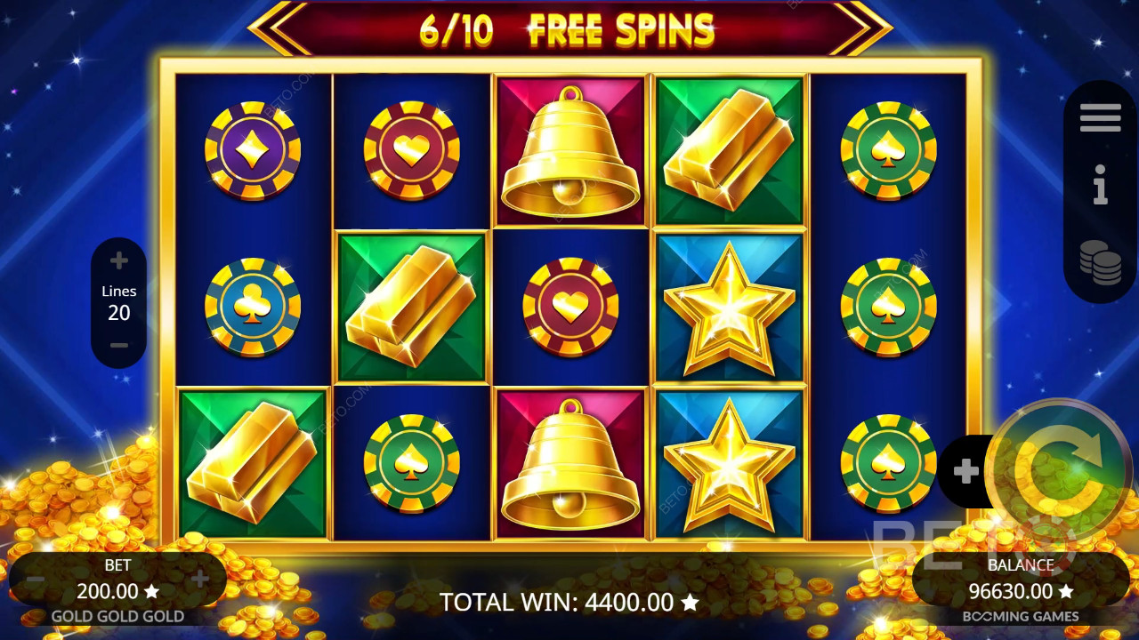 Funkcje bonusowe wyjaśnione w Gold Gold Gold przez Booming Games