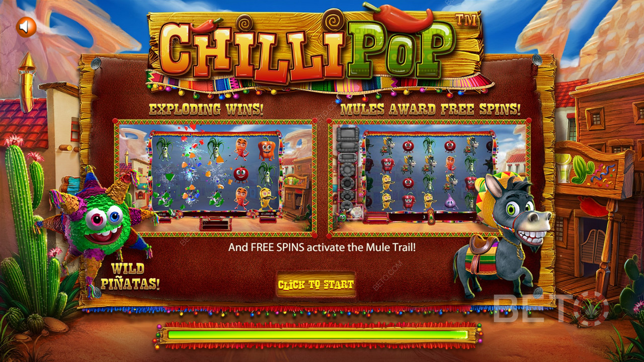 Ekran początkowy meksykańskiej gry slotowej ChilliPop
