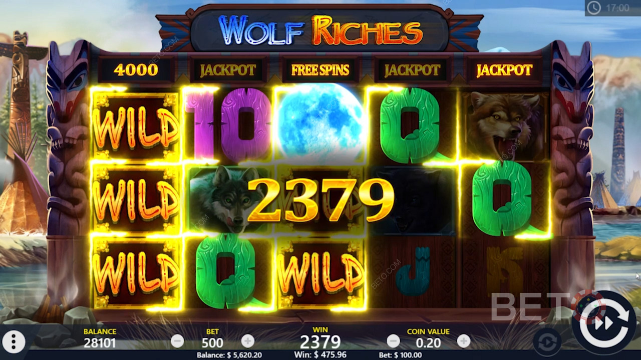 Free Spins i wygrana Wild w Wolf Riches online slot