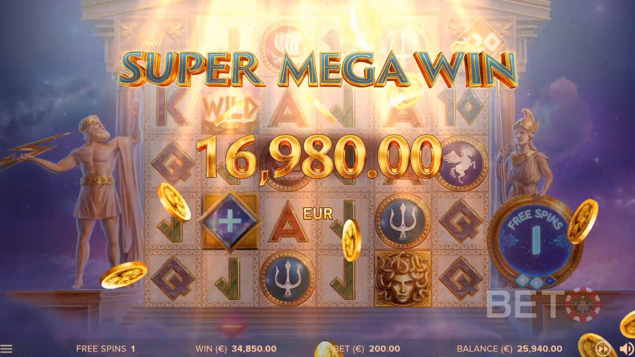 Super Mega Win w Parthenon: Quest for Immortality slot machine