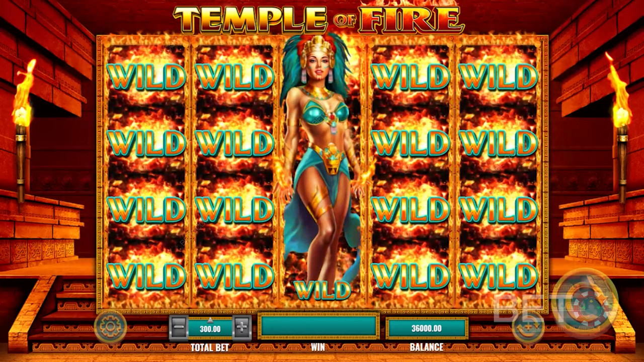 Moc rozszerzającego się Wilda w slocie Temple of Fire