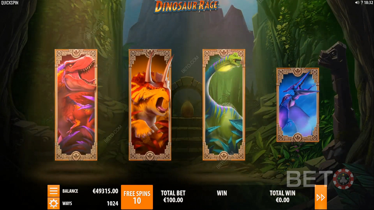 Symbole z możliwością aktualizacji w grze Dinosaur Rage