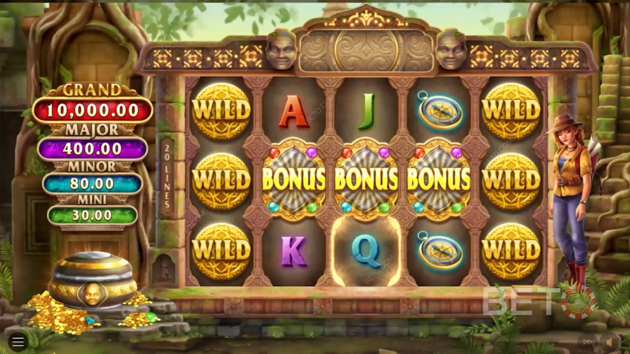 Wyląduj 3 symbole bonusu, aby uruchomić grę bonusową z ustalonymi Jackpotami