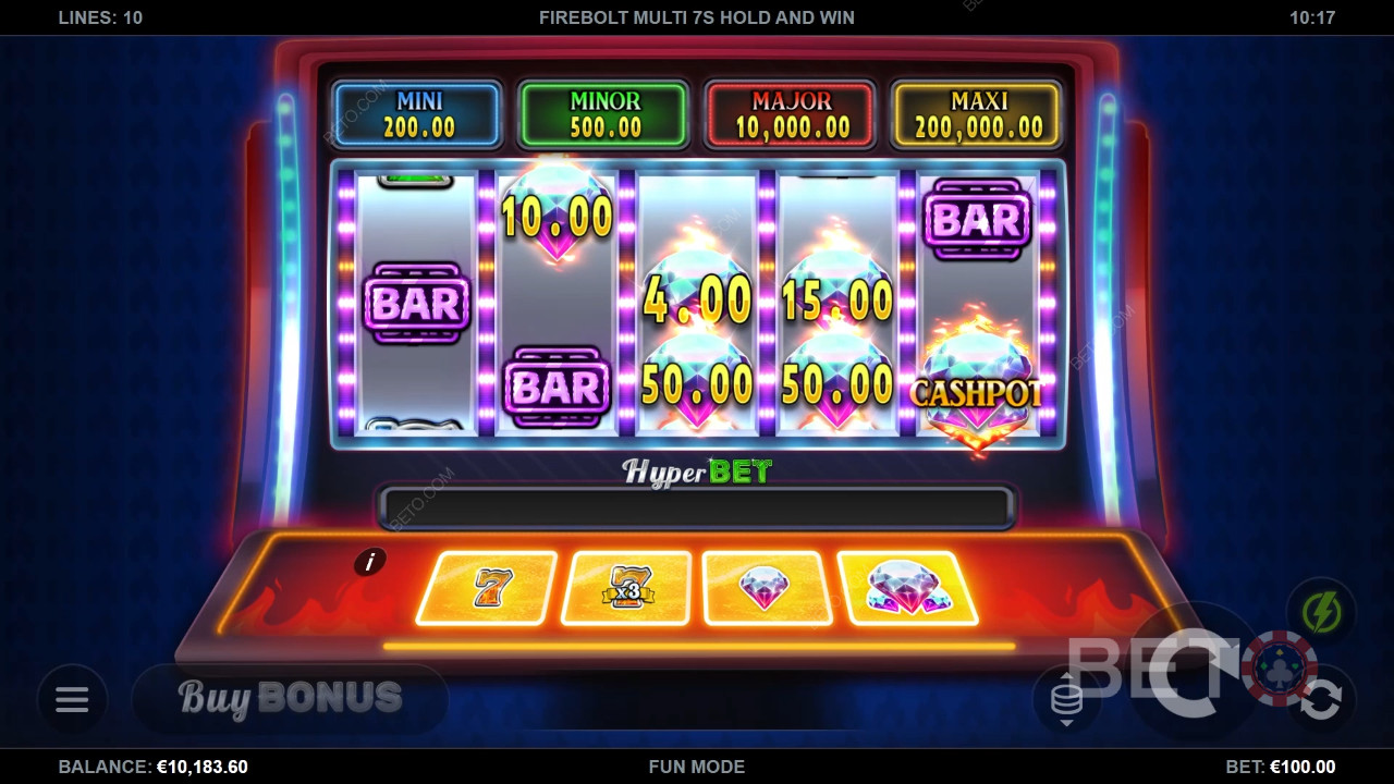Recenzja gry Firebolt Multi 7s Hold and Win od BETO Slots
