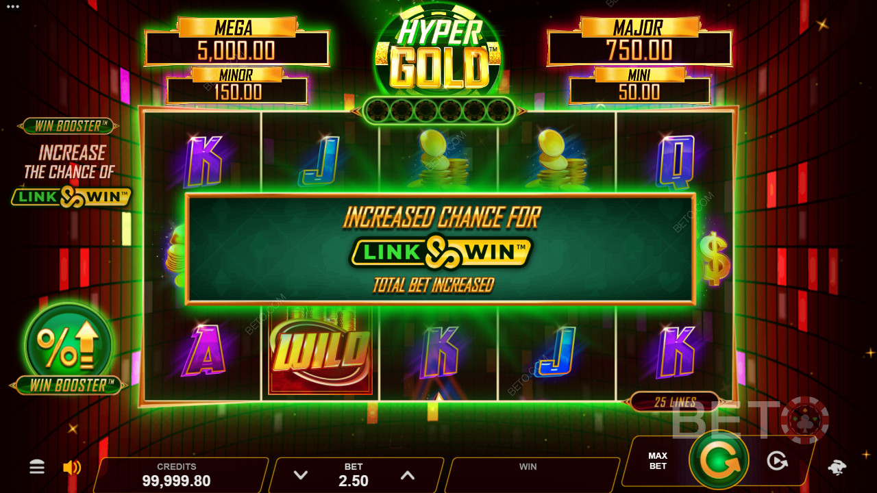 Hyper Gold zawiera funkcje Win Booster i Link & Win Bonus, które Cię zachwycą.