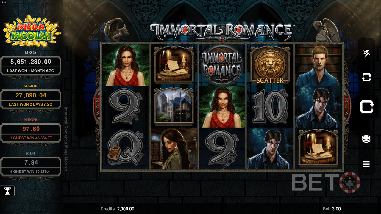 Automat do gry Immortal Romance Mega Moolah z motywem wampira