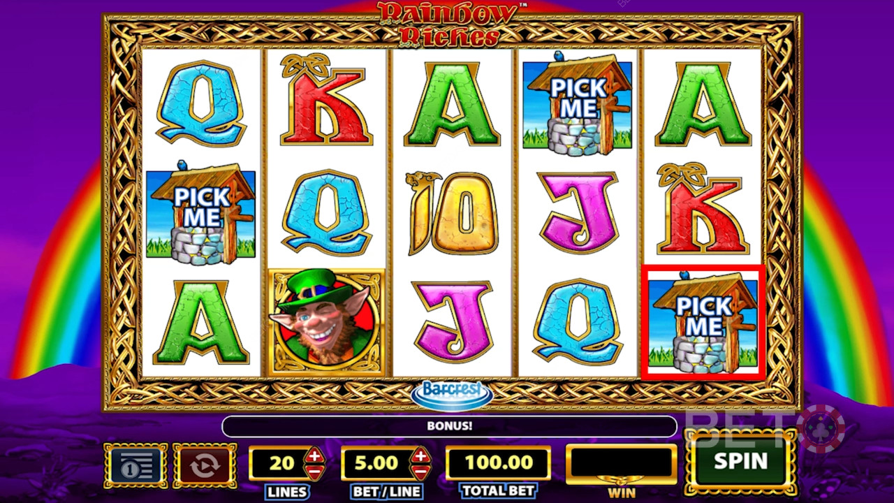 Symbole w automacie Rainbow Riches.