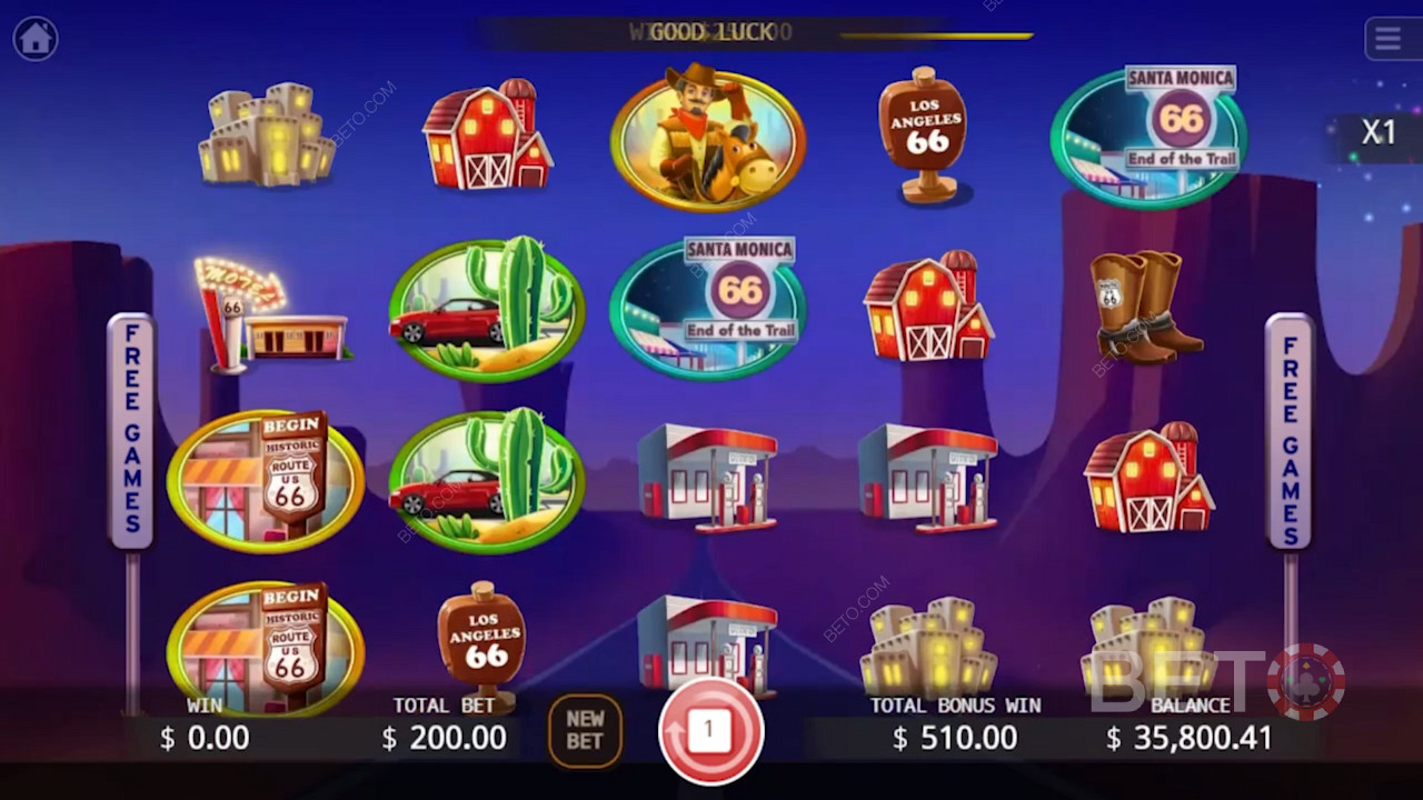 Wybierz swoje ulubione kasyno online i ciesz się aż do 20 darmowych spinów w grze wideo Route 66.