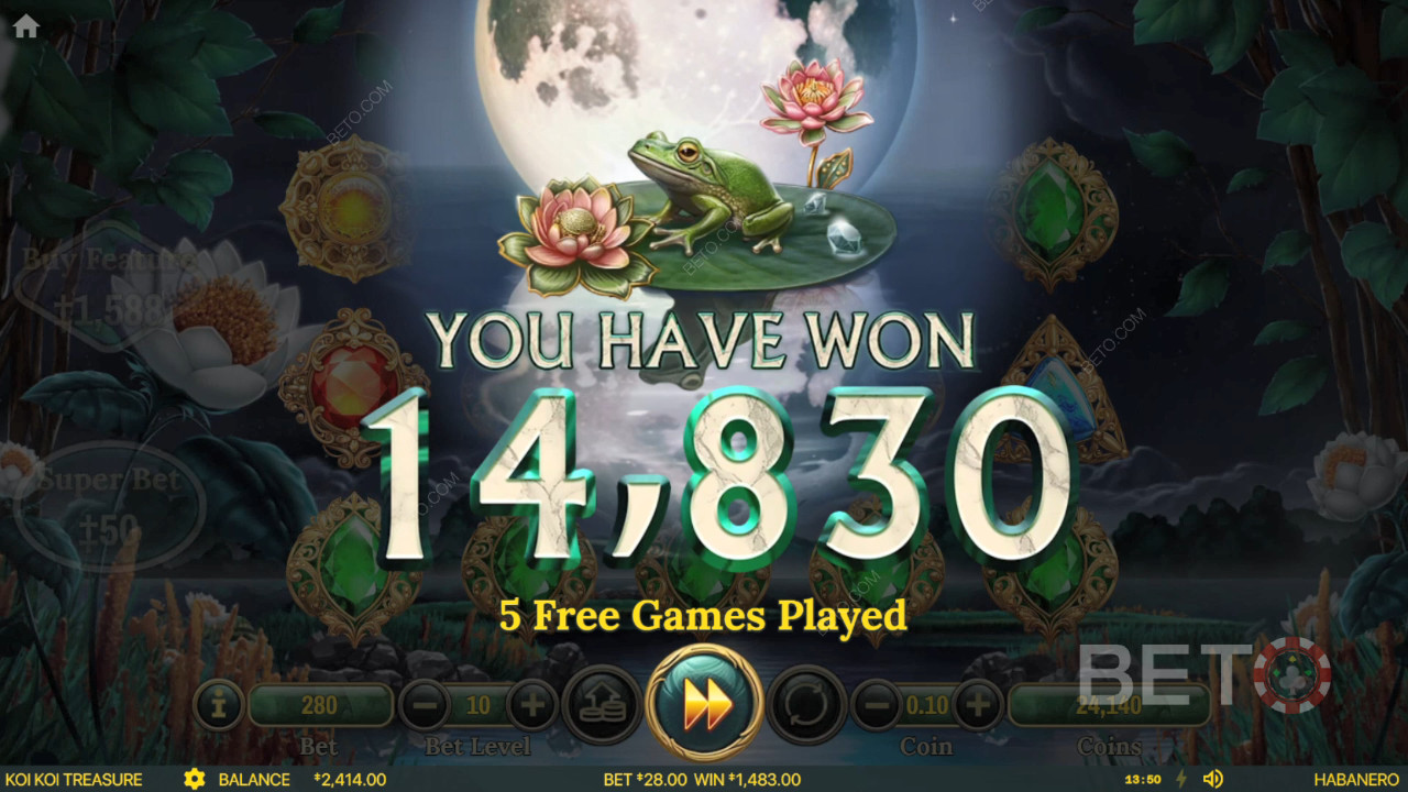 Wygraj 1,682x swój zakład na slocie online Koi Koi Treasure!