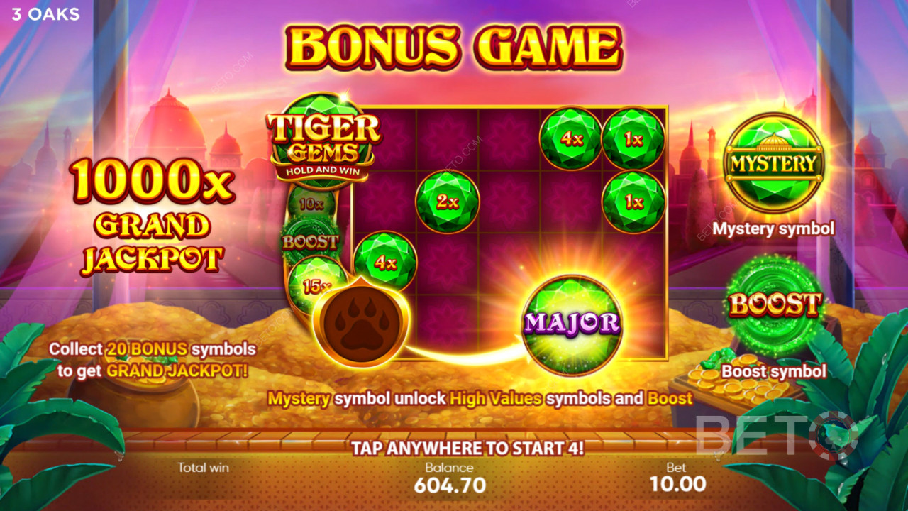 Funkcje bonusowe wyjaśnione w Tiger Gems od 3 Oaks Gaming