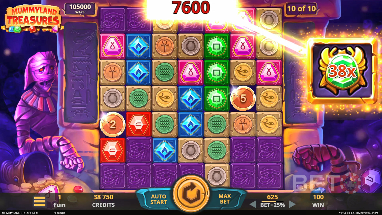 Wygraj 25 000x swój zakład na automacie wideo Mummyland Treasures!