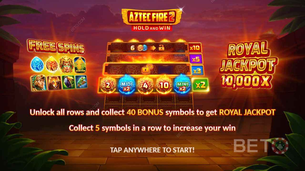 Funkcje bonusowe wyjaśnione w Aztec Fire 2 przez 3 Oaks Gaming