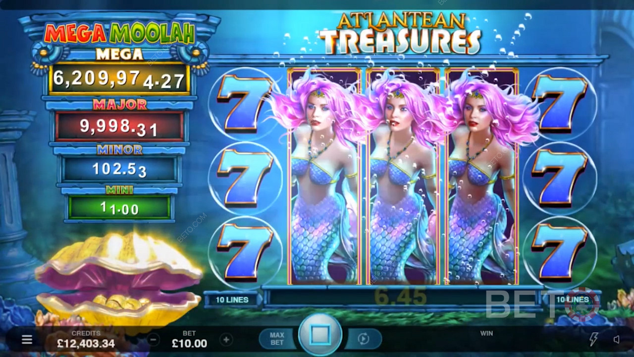 Symbole Mermaid Wild mogą się rozszerzyć i zająć 3 środkowe bębny