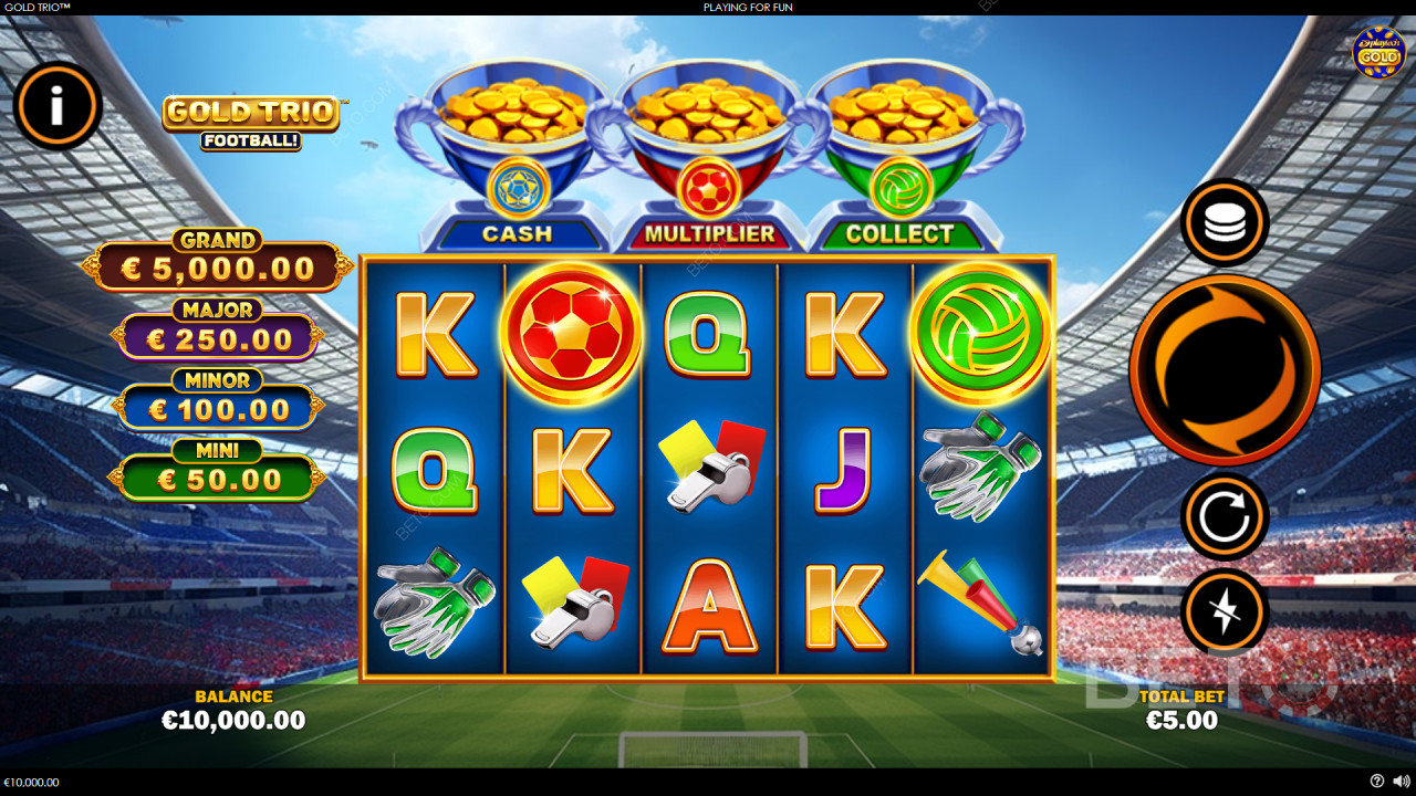 Wygraj 1 000x swój zakład w Gold Trio: Football! Video Slot!