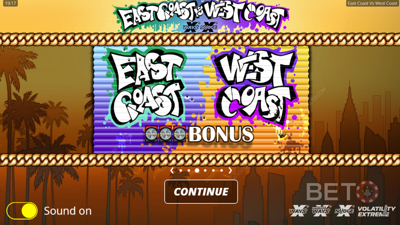 Wybierz pomiędzy East Coast Spins a West Coast Spins.
