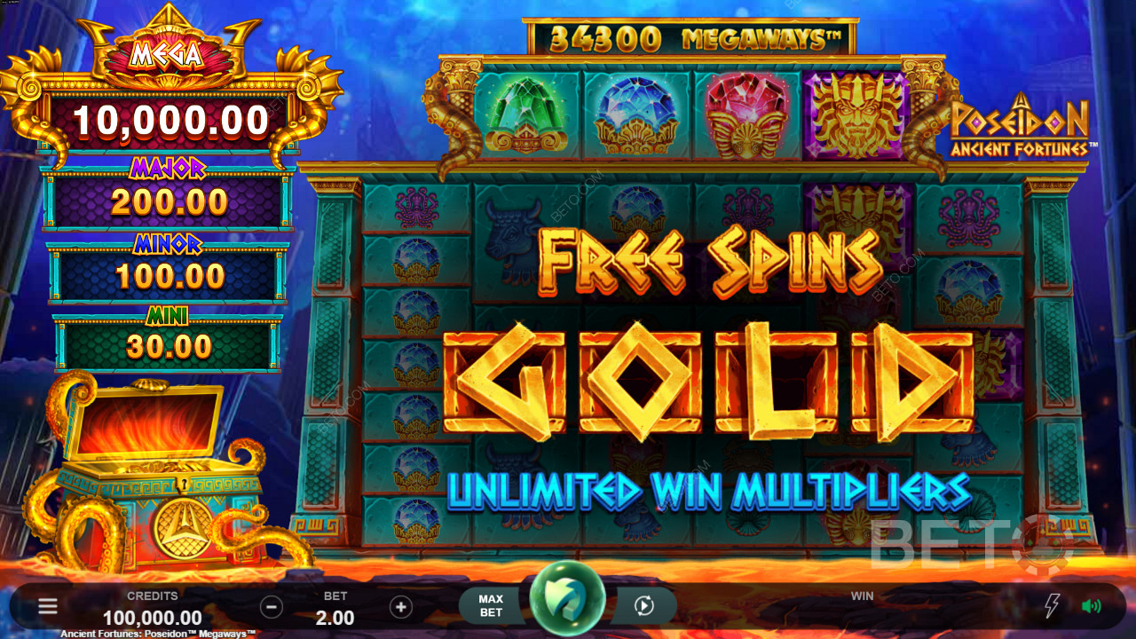 Ciesz się nieograniczonymi Multipliers Win w Free Spins w Ancient Fortunes: Poseidon Megaways slot