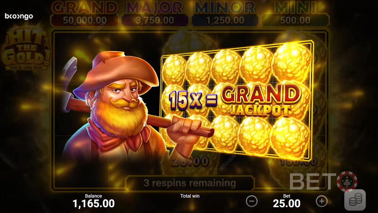 Gracze mogą zdobyć 4 różne nagrody Jackpot podczas rundy Bonus Game