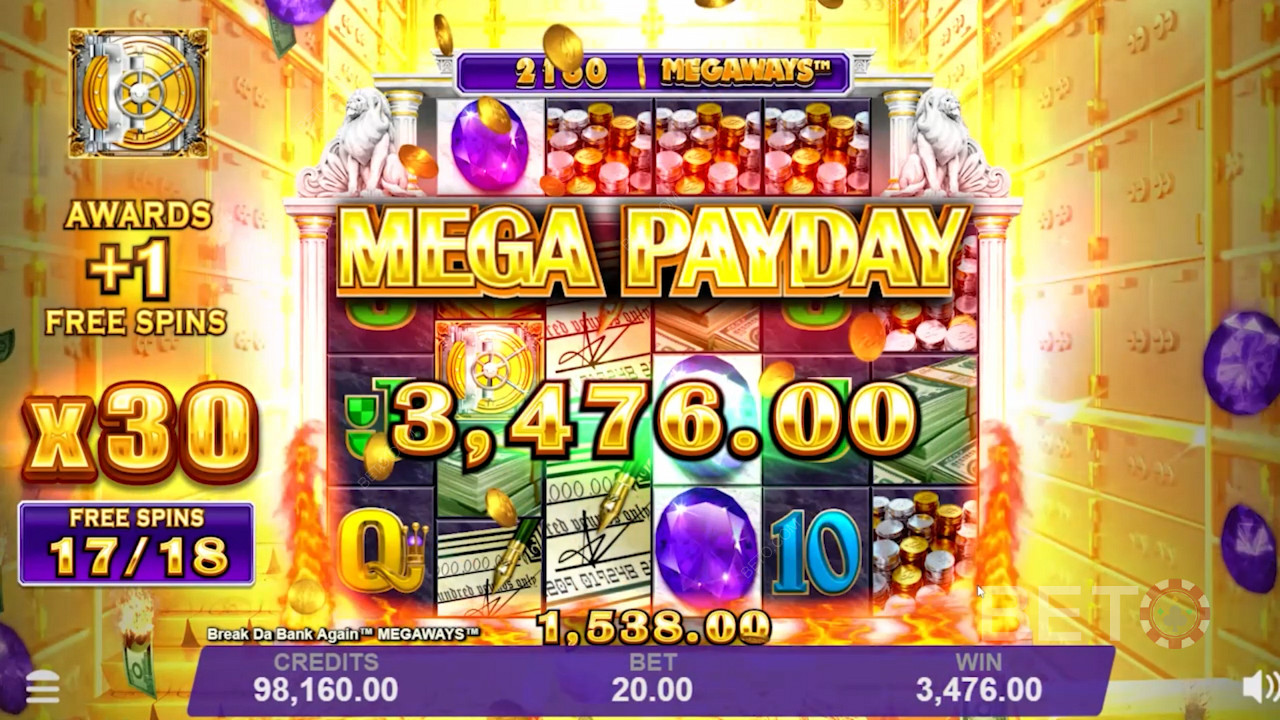 Bardzo hojny Mega Payday w Break Da Bank Again Megaways