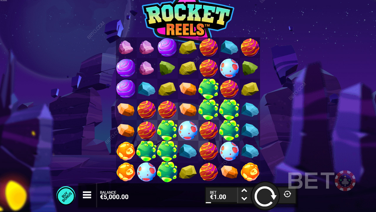Rocket Reels slot oparty na klastrach przez Hacksaw Gaming
