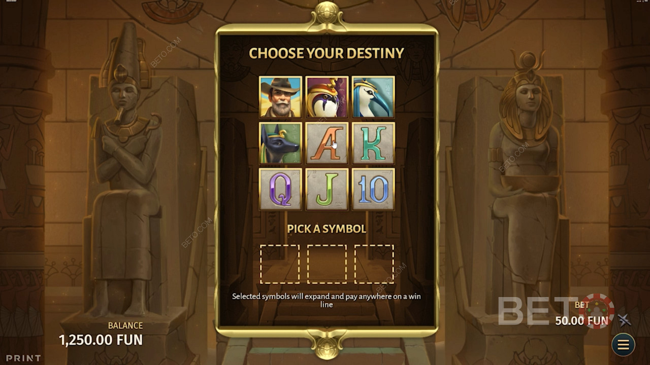 Wybierz dowolny symbol podstawowy jako symbol rozszerzający w grze bonusowej
