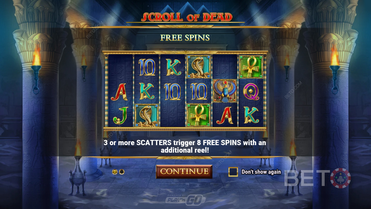 Uruchomienie trybu Free Spins nagradza graczy również 8 bonusowymi spinami