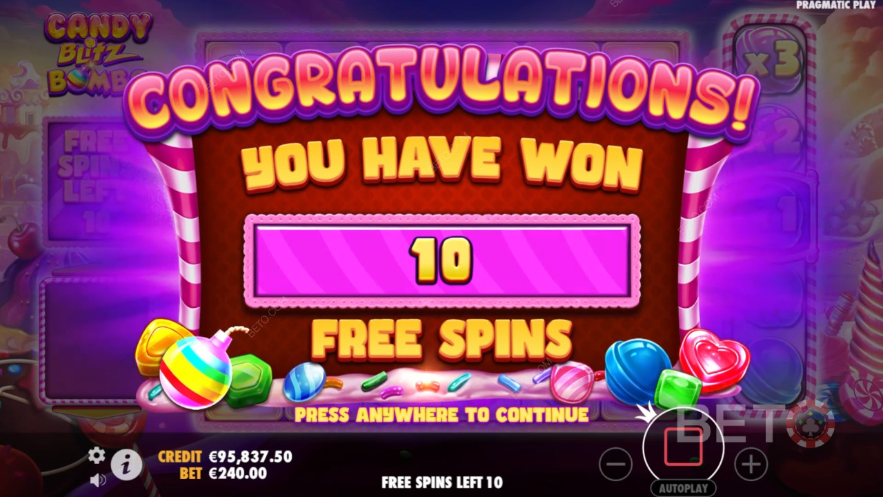 Wygraj 5 000x swój zakład na automacie wideo Candy Blitz Bombs!