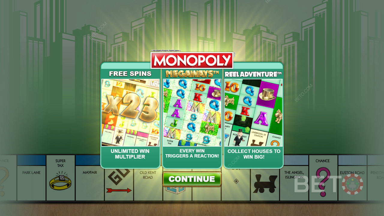 Ekran startowy Monopoly Megaways