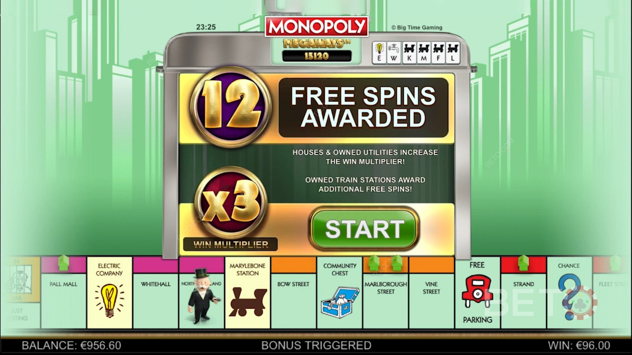 Funkcja darmowych obrotów i inne bonusy w Monopoly Megaways