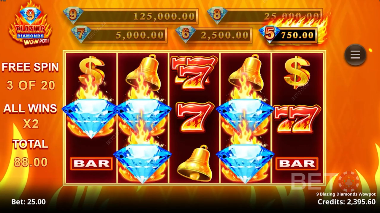 9 Blazing Diamonds Wowpot Recenzja BETO Slots