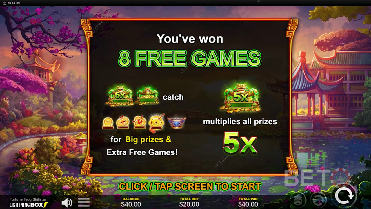 Wygraj dużo w grze slotowej Fortune Frog Skillstar - maksymalna wygrana to 4,672x wartość Twojego zakładu