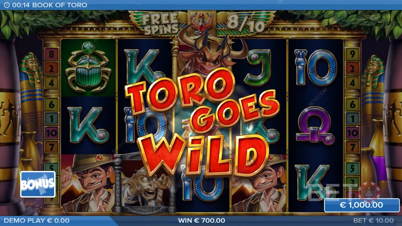 Ciesz się klasyczną funkcją Toro Goes Wild widzianą w innych slotach Toro.