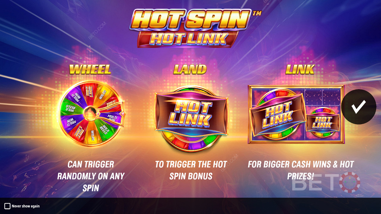 Ekran wstępny Hot Spin Hot Link z informacjami o jego Boosterach.