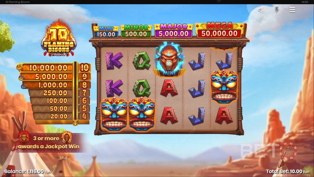 Recenzja 10 Flaming Bisons od BETO Slots
