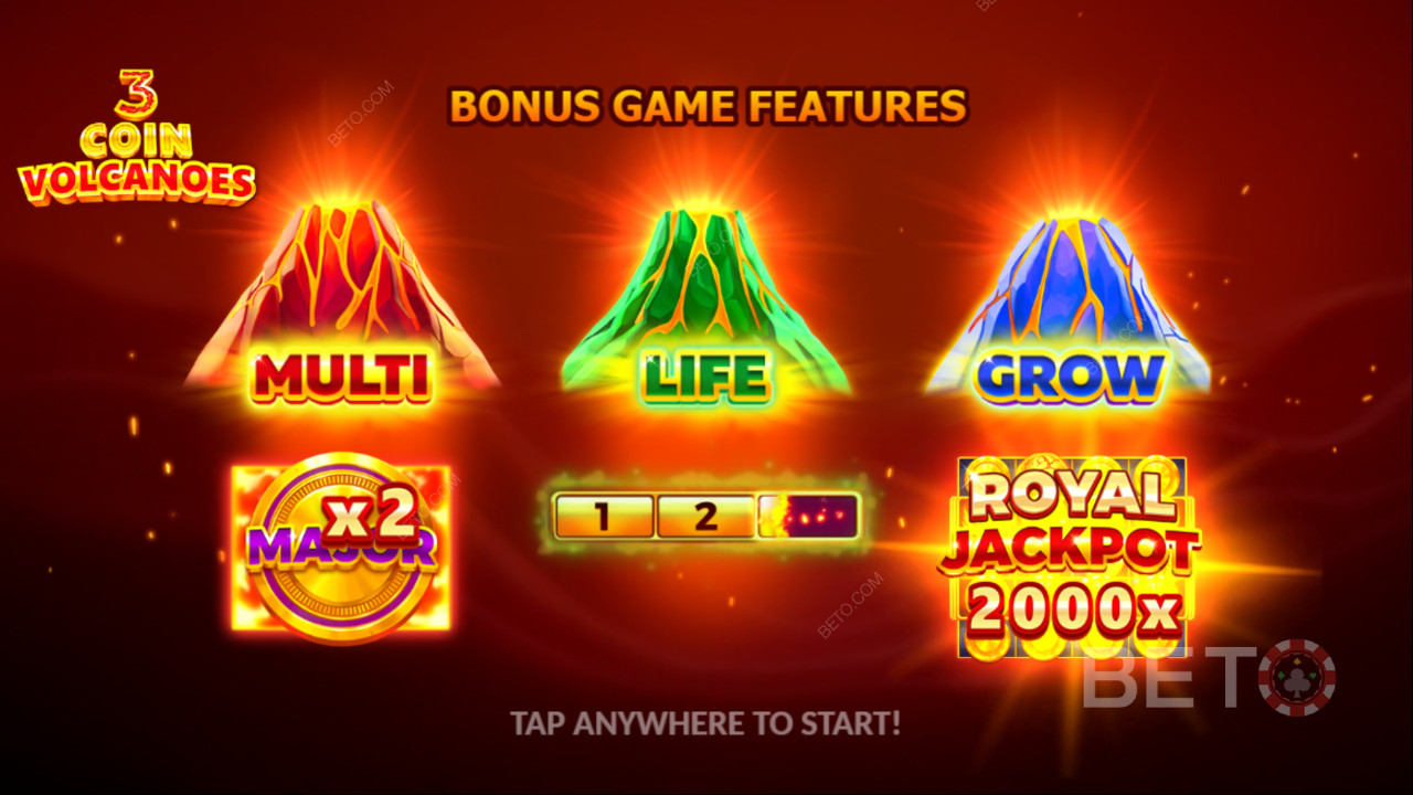 Wygraj 2 000x swój zakład na slocie Volcanoes z 3 monetami online!