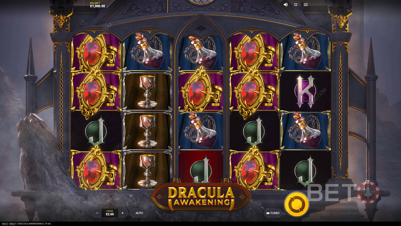 Ciesz się pięknymi symbolami i tematem w automacie Dracula Awakening
