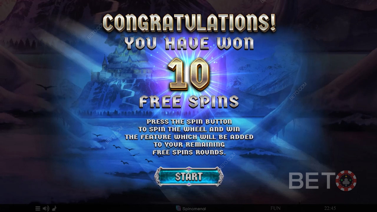 Aktywuj tryb Free Spins, aby otrzymać 10 Free Spins i obrót koła bonusowego