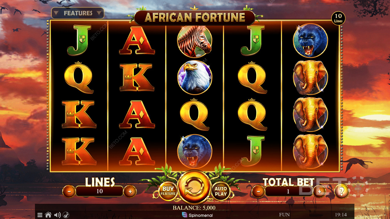 Siatka do gry African Fortune o wymiarach 5x4