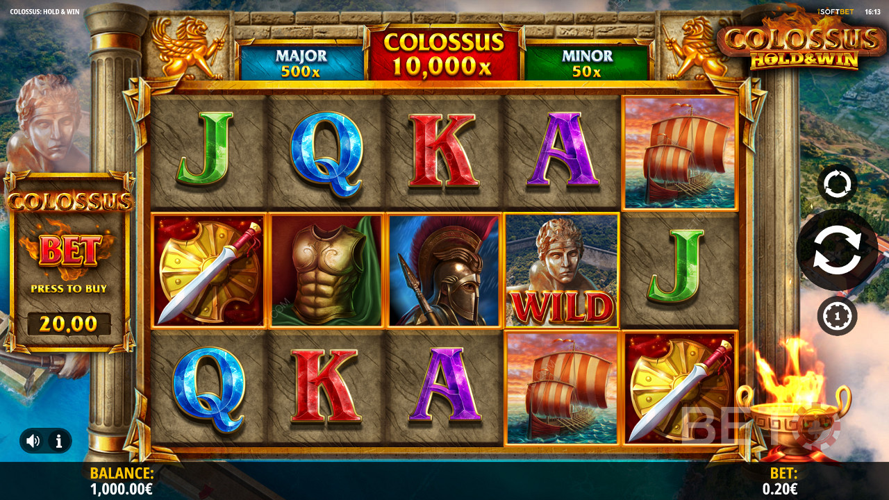 Ścigaj Jackpoty warte nawet 10 000x swojej stawki w slocie Colossus: Hold and Win.